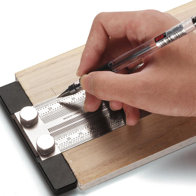 Woodworking Hobbies - Edelstahl-Präzisions-T-Loch-Lineal für Holzarbeiten, Messlineal für DIY-Enthusiasten