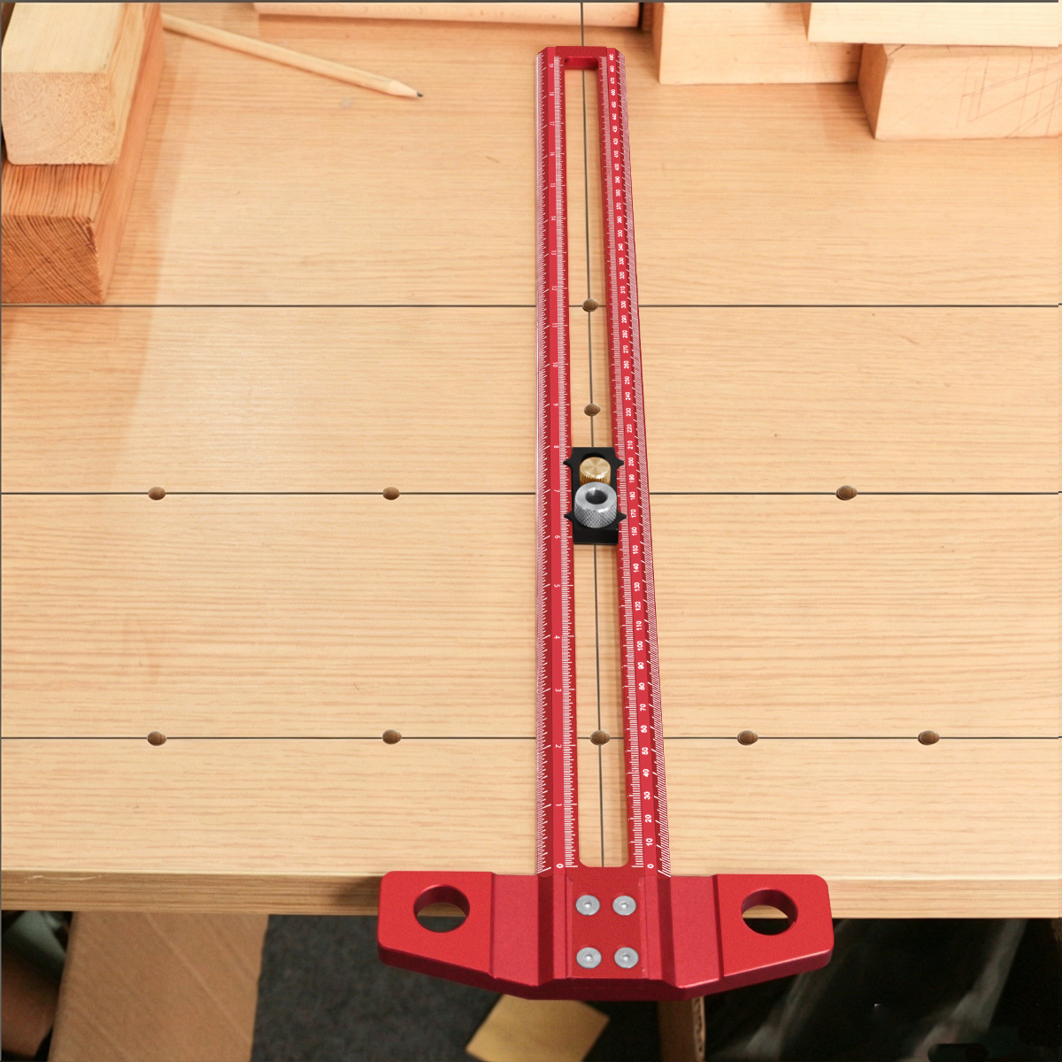 Woodworking Marking Gauge - Holzbearbeitungs-T-Winkelmesser, Anreißlineal mit verstellbarem Anreißpunkt und