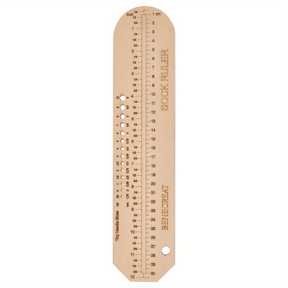 Woodworking Hobbies - Flaches 2D-Holz-Sockenstricklineal, Langlebiges Holz-Webmesser, Handgefertigtes Strickhandwerk-Zubehör