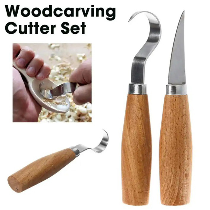 Woodworking Knives - Holzschnitzmesser, Hakenmesser, Schnitzwerkzeuge, ergonomischer Holzbearbeitungslöffel, langlebig,