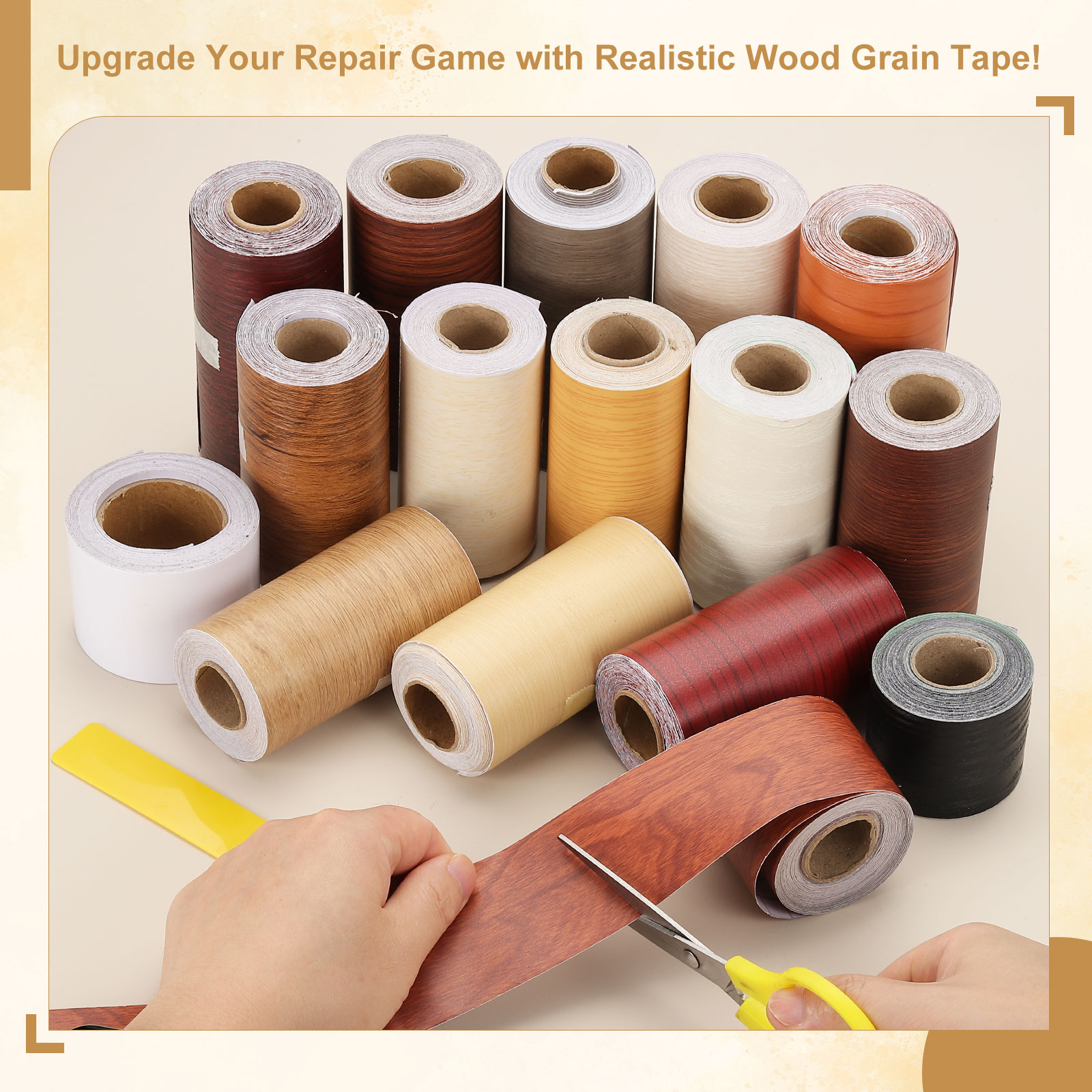 Xfasten Woodworking Tape - 10 Meter Holzmaserung-Reparaturband Selbstklebend Realistisch Texturiertes