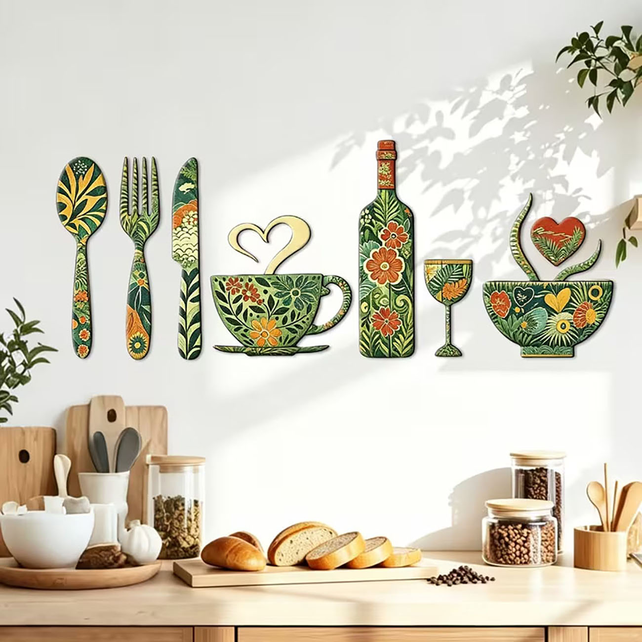 7-teiliges grünes Blumen-Küche – Xfasten Woodworking Tape Bewertung und Preis