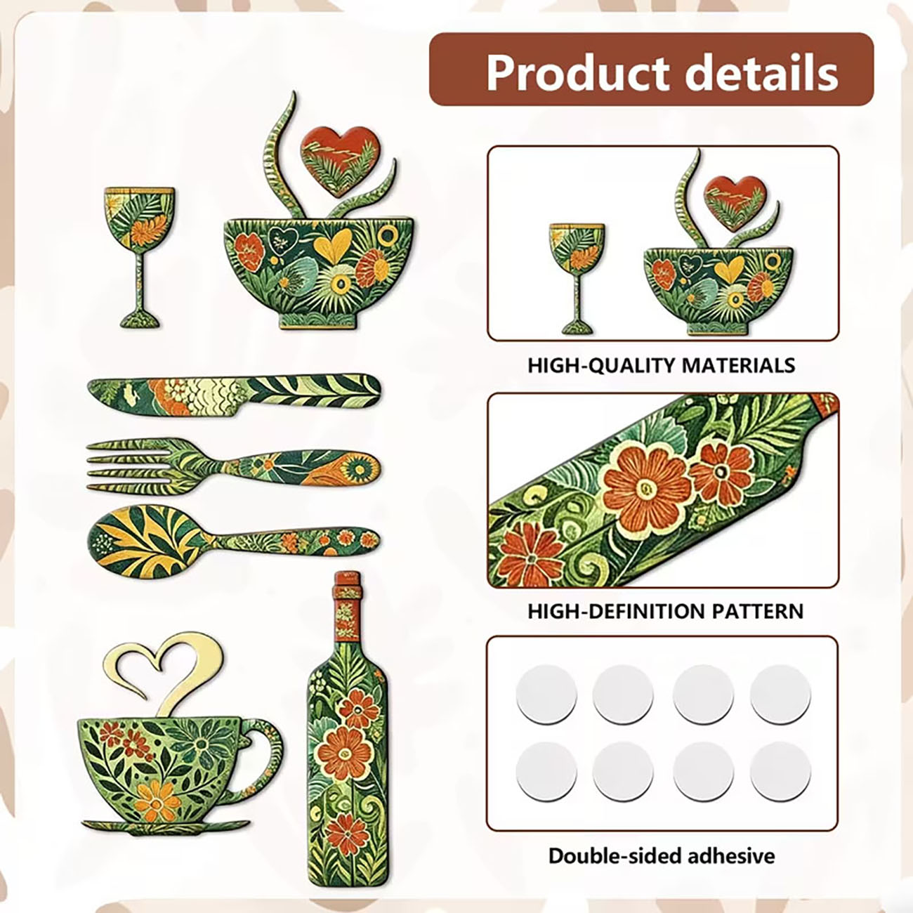 7-teiliges grünes Blumen-Küche – Xfasten Woodworking Tape Bewertung und Preis