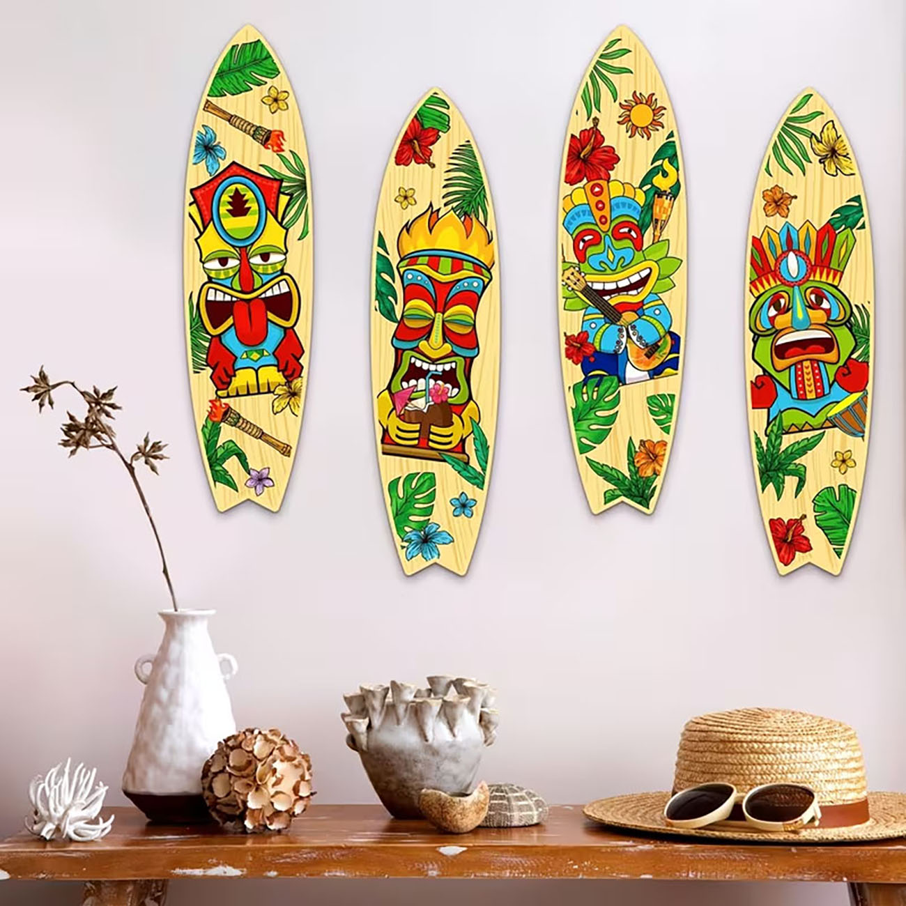 4-teilige Tiki-Masken Surfbret – Xfasten Woodworking Tape Bewertung und Preis